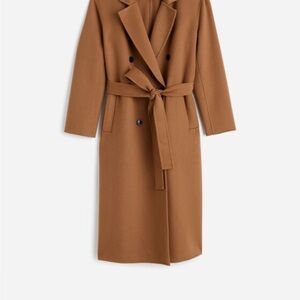 Madewell Camel 100% Wool Double Breasted Long Coat